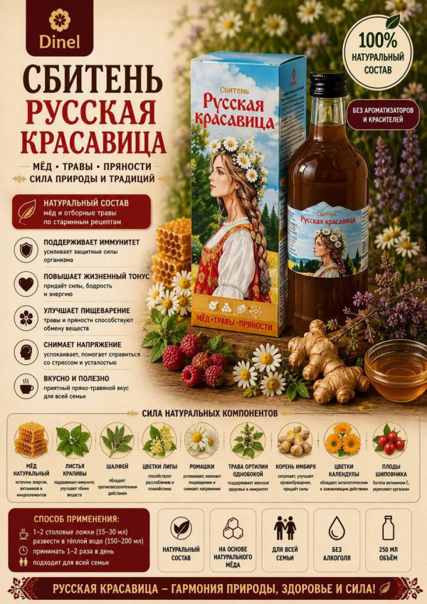 №3 Сбитень Русская красавица, 250мл в Дубне