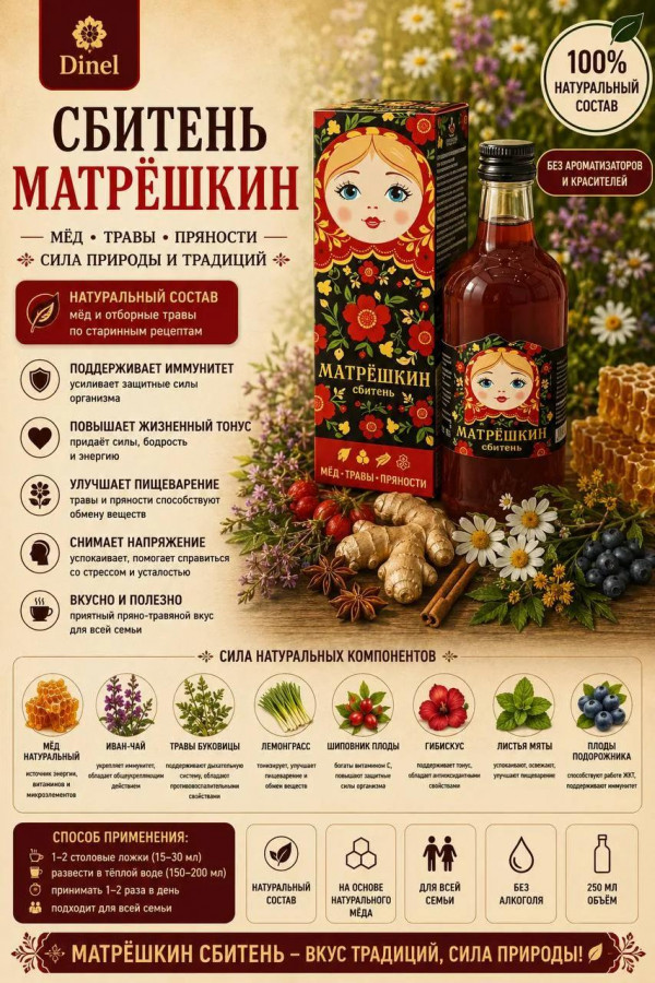 №3 Сбитень Матрёшкин, 250мл  в Дубне