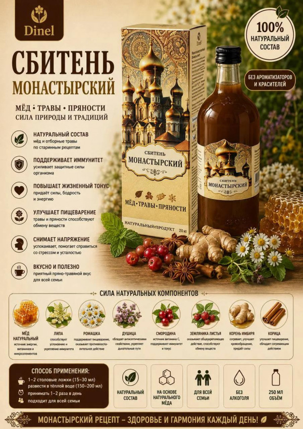 №3 Сбитень Монастырский, 250мл  в Дубне